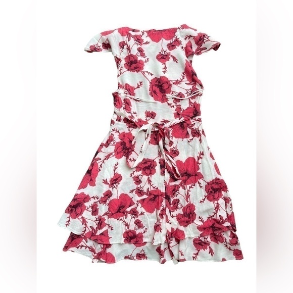 FREE PEOPLE French Quarter Cream Combo Mini Wrap Ruffle Dress Pink/White Size S - Picture 5 of 11